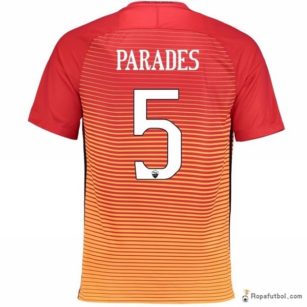 Camiseta As Roma Replica Tercera Ropa Parades 2016/17 Naranja